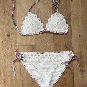 White crochet beaded bikini